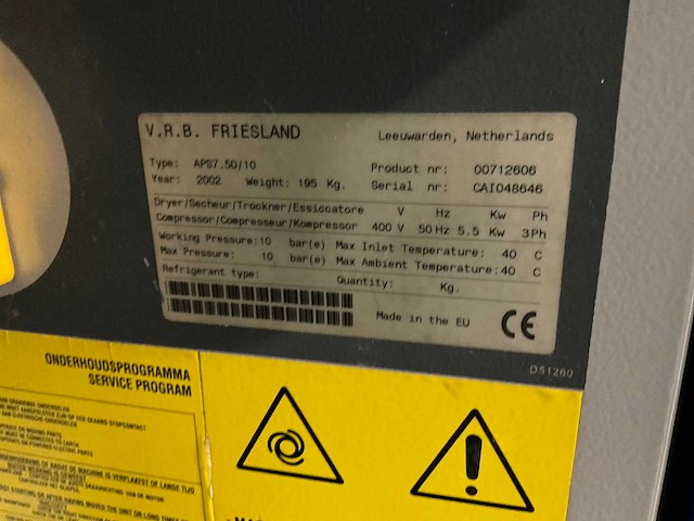 2002 airpress aps7.50/10 schroefcompressor - afbeelding 6 van  6