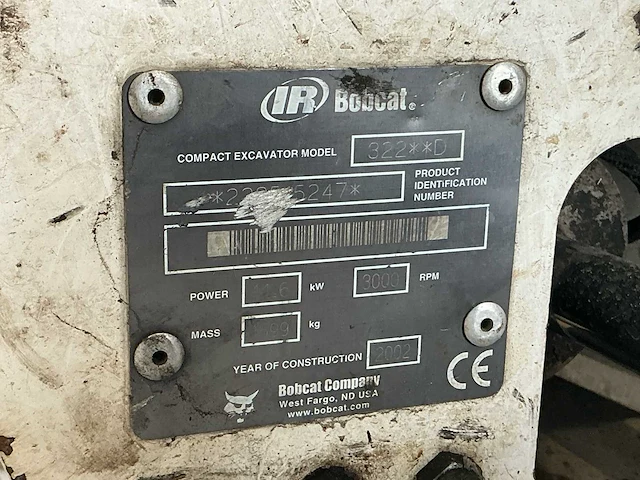 2002 bobcat 322d minigraafmachine - afbeelding 32 van  36