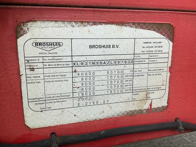 2002 broshuis e2190/27 3-assige dieplader - afbeelding 29 van  35