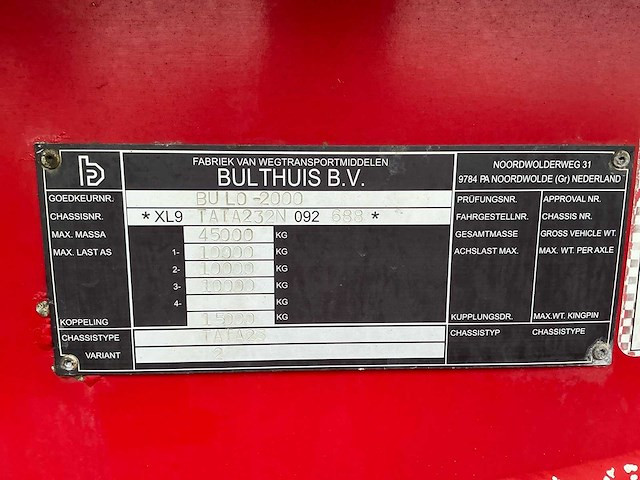 2002 bulthuis bult-2000 oplegger - afbeelding 31 van  37