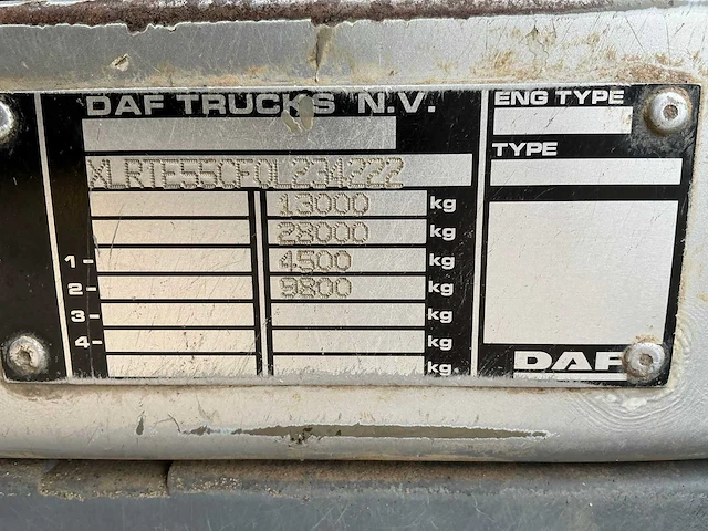 2002 daf lf 55.180 vrachtwagen met palfinger pk7000 autolaadkraan en baveck 150 oplegger - afbeelding 83 van  84