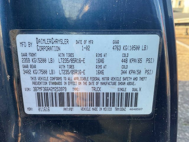 2002 daimler chrysler dodge ram 3500 pick up bedrijfswagen - afbeelding 14 van  17