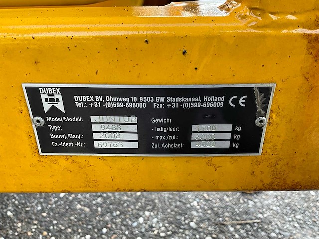 2002 dubex junior 9488 veldspuit - afbeelding 13 van  24