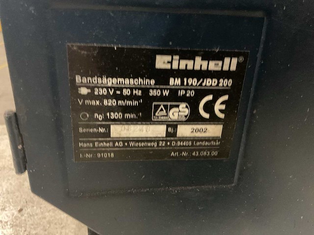 2002 einhell bm190/jdd200 bandzaagmachine - afbeelding 4 van  5
