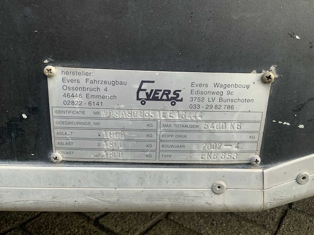 2002 evers ekb 353 visverkoop schamel aanhangwagen - afbeelding 24 van  38