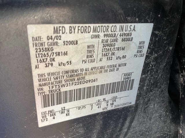 2002 ford pickup f 350 bedrijfswagen - afbeelding 5 van  16