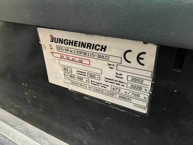 2002 jungheinrich efg-df 13 spge 115 vorkheftruck - afbeelding 3 van  14