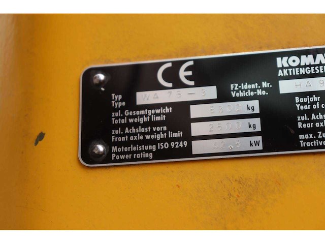 2002 komatsu wa 75-3 shovel - afbeelding 16 van  23