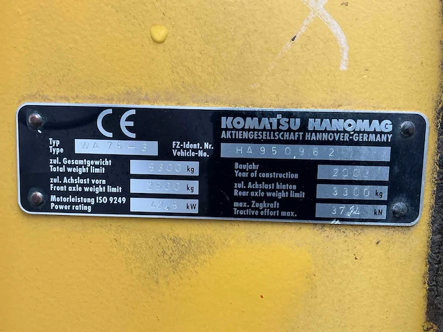 2002 komatsu wa 75-3 shovel - afbeelding 16 van  23