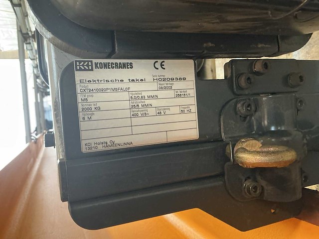 2002 konecranes 2.000 kg x 14,88 m bovenloopkraan - afbeelding 8 van  18