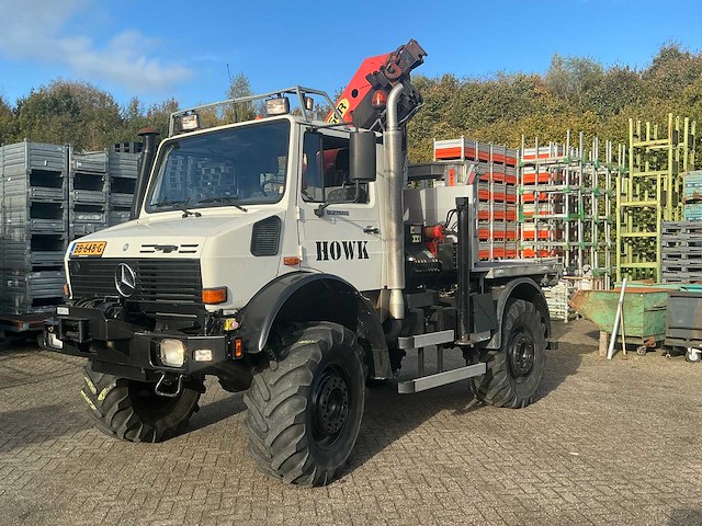 2002 mercedes-benz unimog u2150l met palfinger pk 9501 kraan en hoogwerkerbak - afbeelding 13 van  69