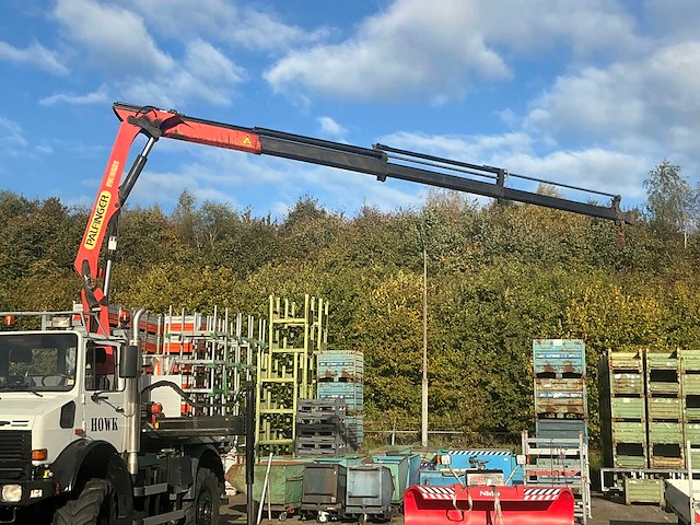 2002 mercedes-benz unimog u2150l met palfinger pk 9501 kraan en hoogwerkerbak - afbeelding 14 van  69