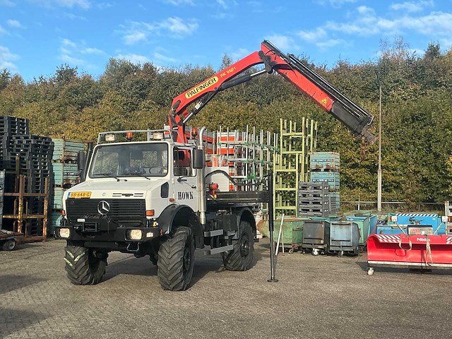2002 mercedes-benz unimog u2150l met palfinger pk 9501 kraan en hoogwerkerbak - afbeelding 17 van  69
