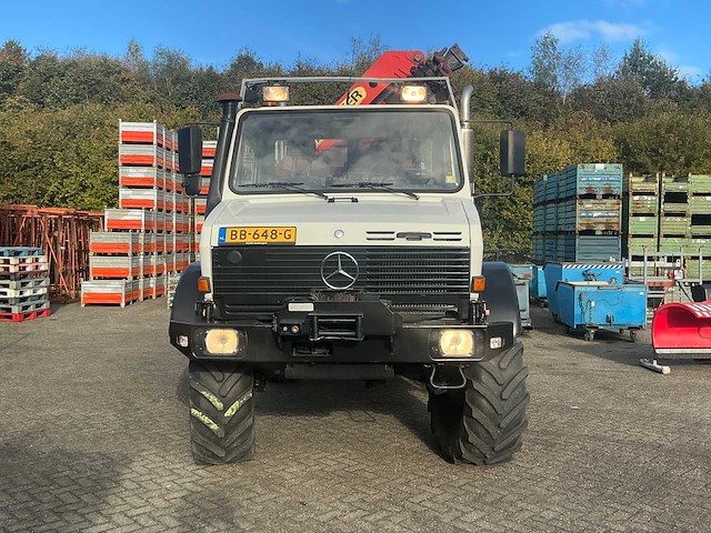 2002 mercedes-benz unimog u2150l met palfinger pk 9501 kraan en hoogwerkerbak - afbeelding 6 van  69