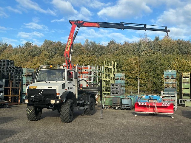 2002 mercedes-benz unimog u2150l met palfinger pk 9501 kraan en hoogwerkerbak - afbeelding 9 van  69
