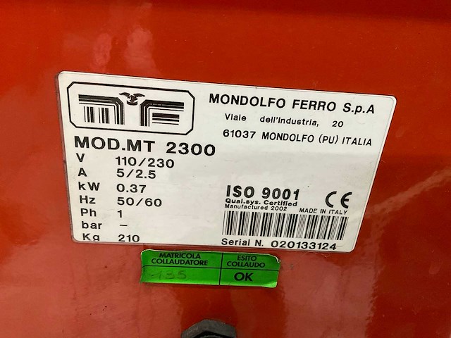2002 mondolfo mt2300 banden balanceerapparaat - afbeelding 5 van  5