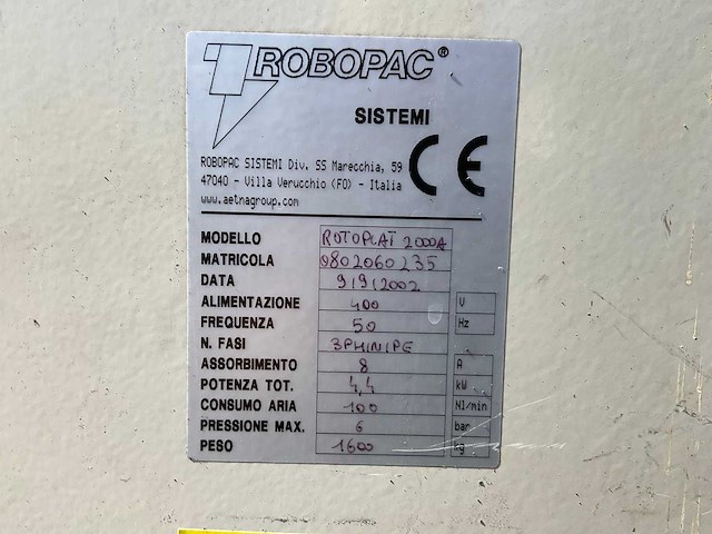 2002 robopac rotoplat 2000a palletfoliewikkelaar - afbeelding 7 van  11