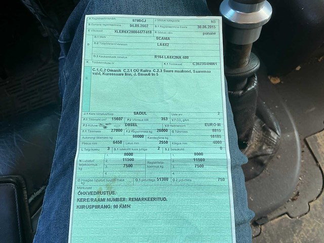 2002 scania la6x2na r146 / 480 vrachtwagen - afbeelding 4 van  4