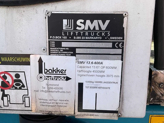 2002 smv sl13.6-600a vorkheftruck - afbeelding 11 van  19
