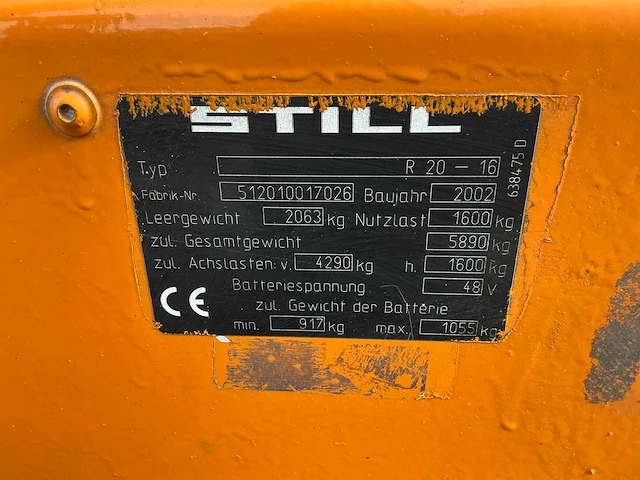 2002 still r20-16 vorkheftruck elektrisch - afbeelding 5 van  13