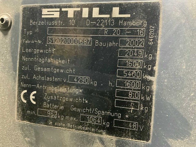 2002 still r.20-16 vorkheftruck - afbeelding 5 van  14
