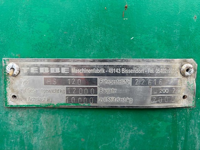 2002 tebbe hs 120 manure and fertiliser spreader - afbeelding 35 van  37