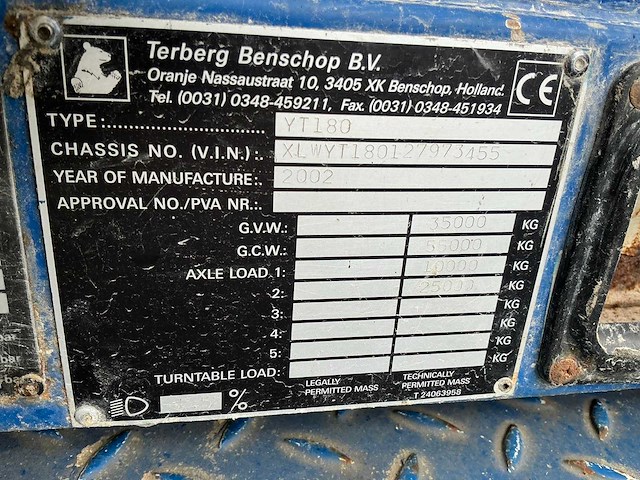 2002 terberg yt180 haakarmvrachtwagen - afbeelding 7 van  7