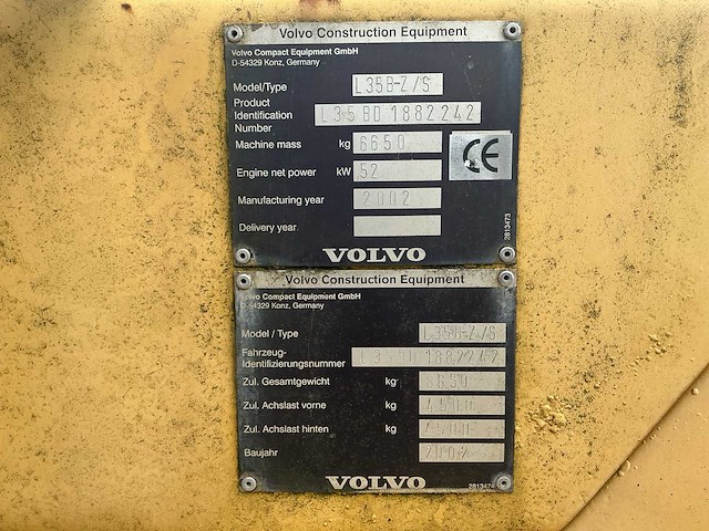 2002 volvo l35b-z/s shovel chassis (only for parts) - afbeelding 5 van  13