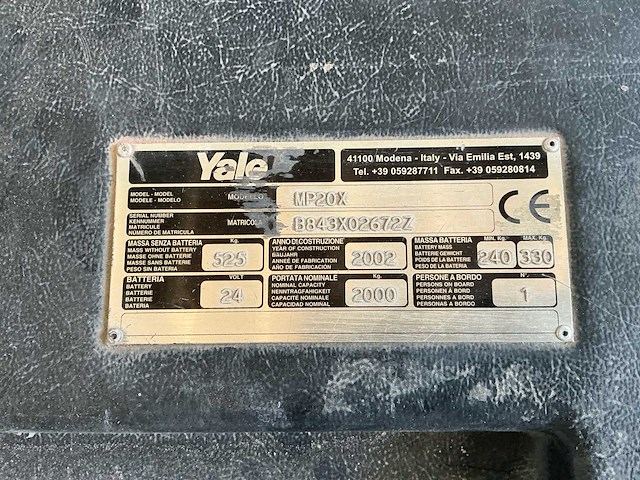 2002 yale mp20x vorkheftruck - afbeelding 4 van  9