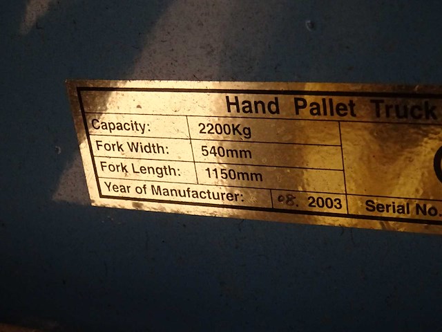 2003 - hand hydraulische palletwagen - afbeelding 2 van  2