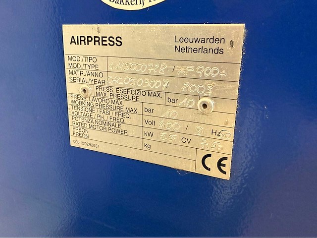 2003 airpress ap900+ zuigercompressor - afbeelding 5 van  5