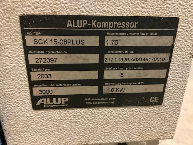 2003 alup sck-15-08plus luchtcompressor - afbeelding 9 van  9