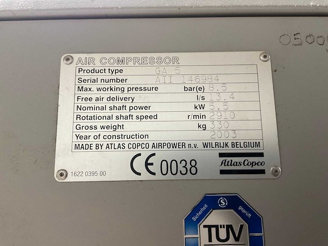 2003 atlas copco ga5 ff schroefcompressor - afbeelding 4 van  4