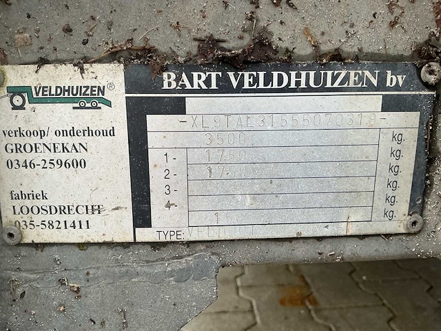 2003 bart veldhuizen g47-1 aanhangwagen/tandemasser bak/plateau - afbeelding 17 van  24