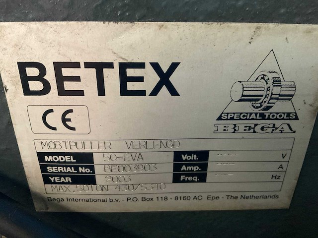 2003 betex eva 50 verrijdbare elektrisch/hydraulische poelitrekker - afbeelding 5 van  13