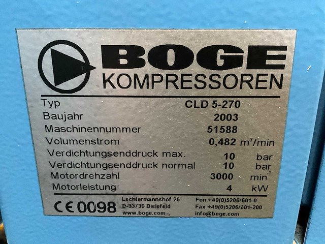 2003 boge cld5-270 schroefcompressor - afbeelding 7 van  15