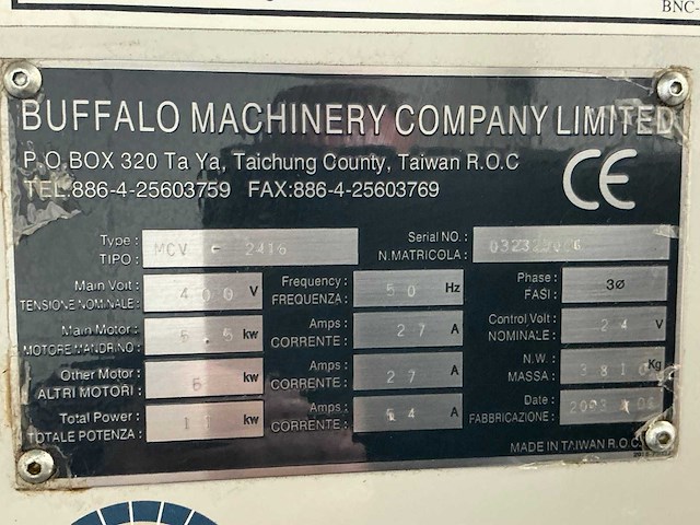 2003 buffalo mcv-2416 cnc freesmachine - afbeelding 7 van  16