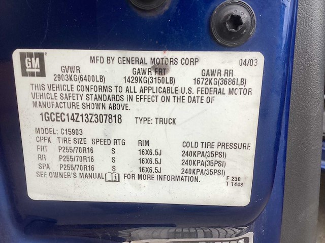 2003 chevrolet silverado pickup personenauto - afbeelding 14 van  15