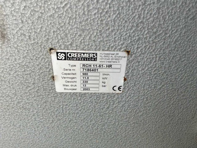 2003 creemers rch 11-61-hr schroefcompressor - afbeelding 9 van  12