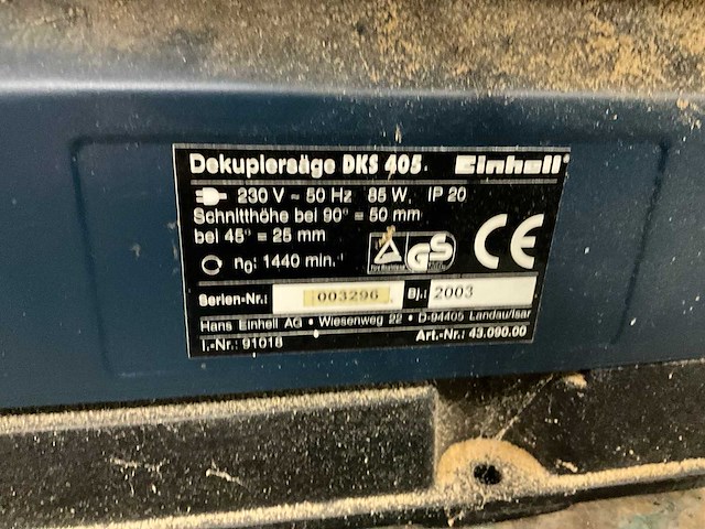 2003 einheill dks405 figuurzaagmachine - afbeelding 4 van  4