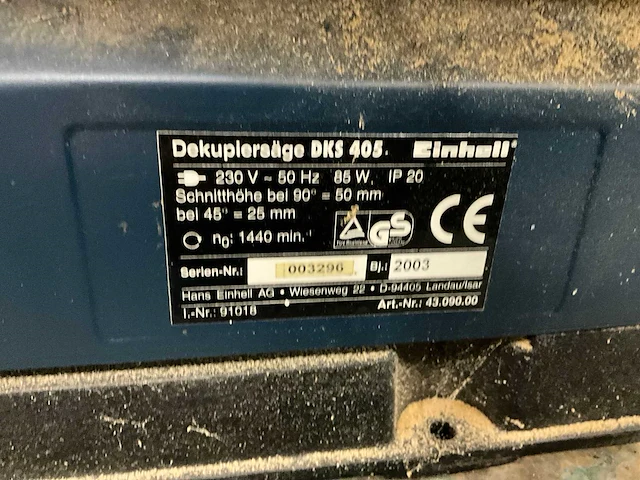 2003 einhell dks405 decoupeerzaagmachine - afbeelding 4 van  4