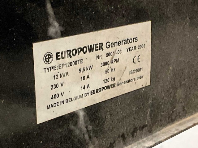 2003 europower ep12000te stroomgenerator - afbeelding 3 van  11