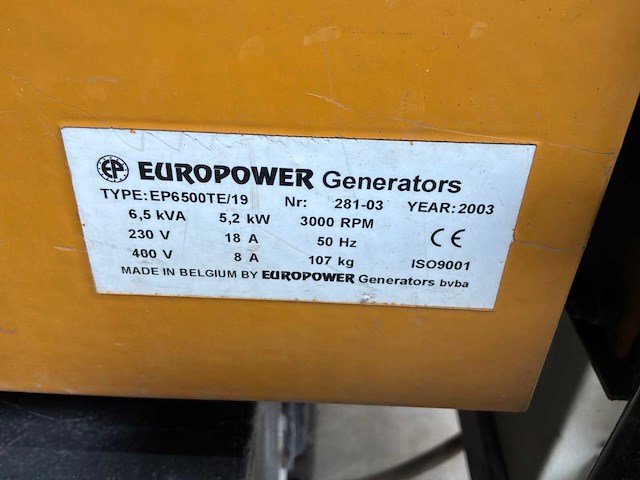 2003 europower ep6500te/19 noodstroomaggregaat - afbeelding 4 van  4