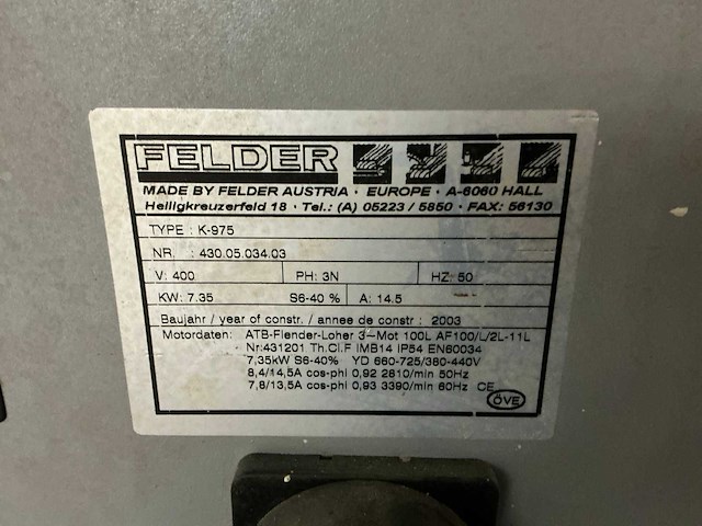 2003 felder k975 paneelcirkelzaagmachine - afbeelding 2 van  10