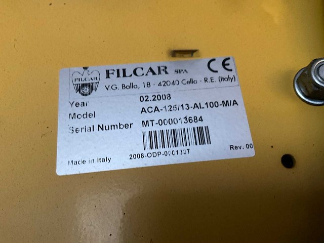 2003 filcar s.p.a. aca-125/13-al100-m/a slanghaspel / kabelhaspel met industriële afzuigslang - afbeelding 9 van  9