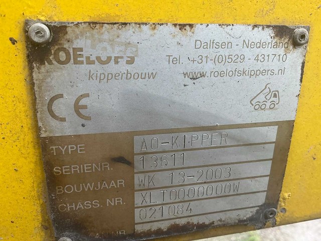 2003 floor roelofs ao oplegger kipper 3-asser met laadkraan - afbeelding 16 van  21