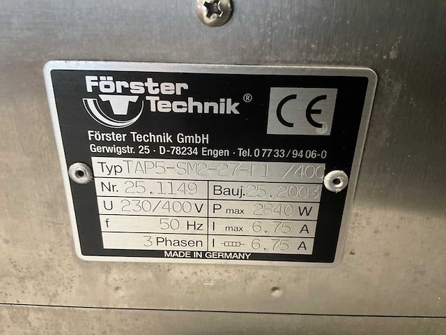 2003 förster technik tap5-sm2-27-f1 / 400 voederautomaat - afbeelding 7 van  7