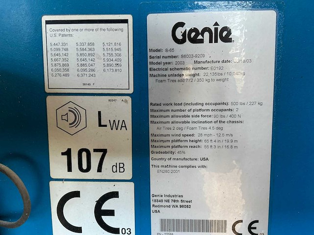 2003 genie s65 hoogwerker - afbeelding 28 van  34