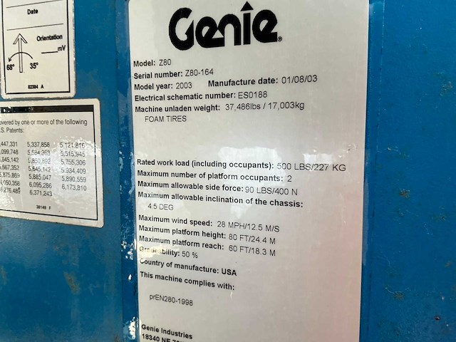 2003 genie z80 hoogwerker - afbeelding 25 van  30