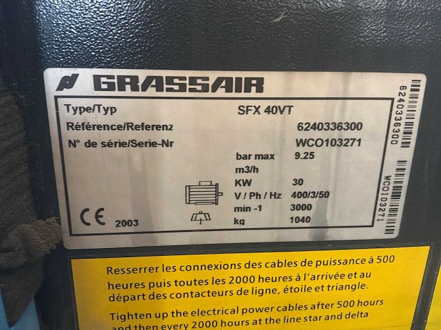 2003 grassair sfx40vt schroefcompressor - afbeelding 2 van  8